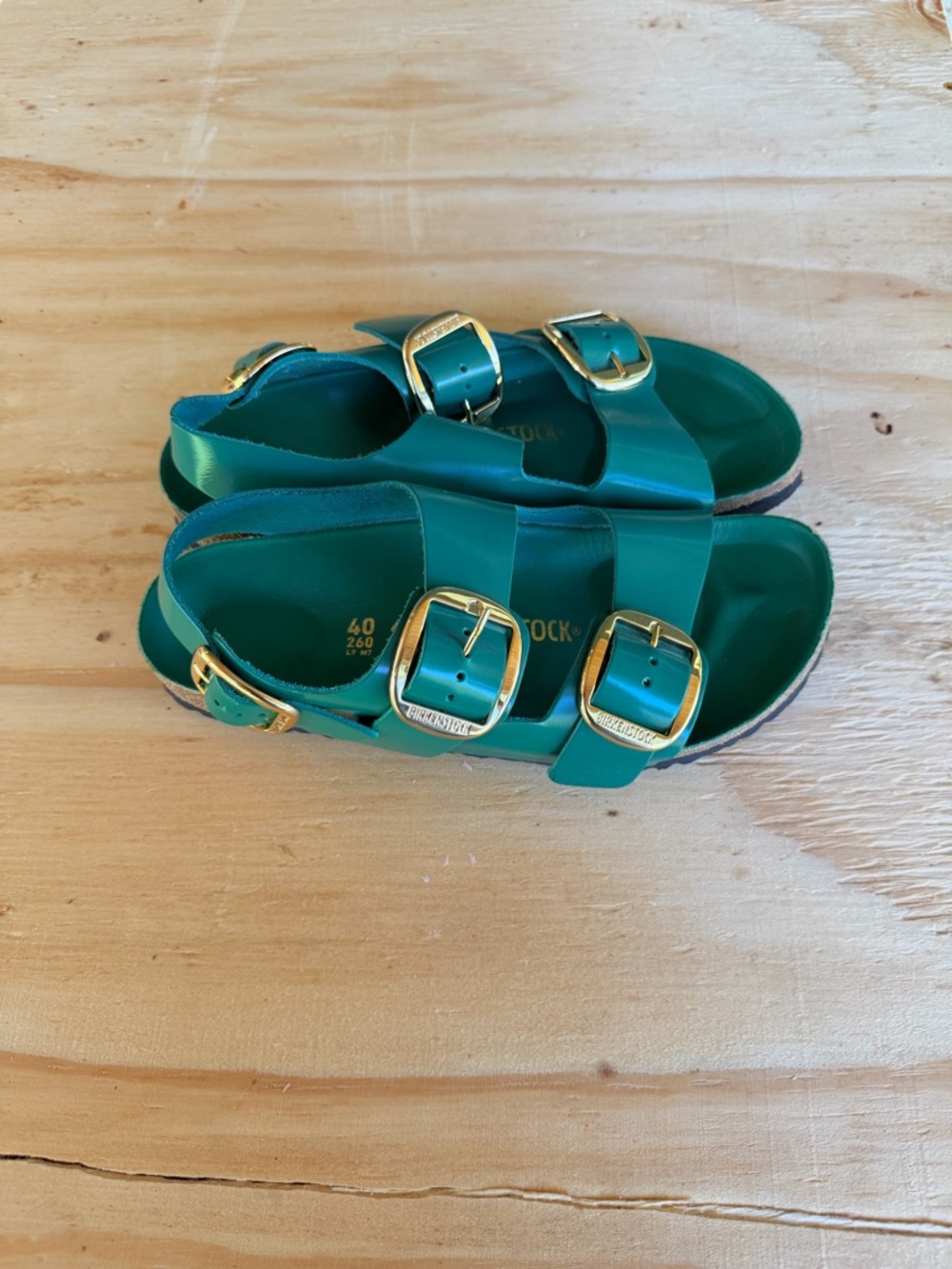 Birkenstock 40 100% Leather Green New - Picture 5 of 12